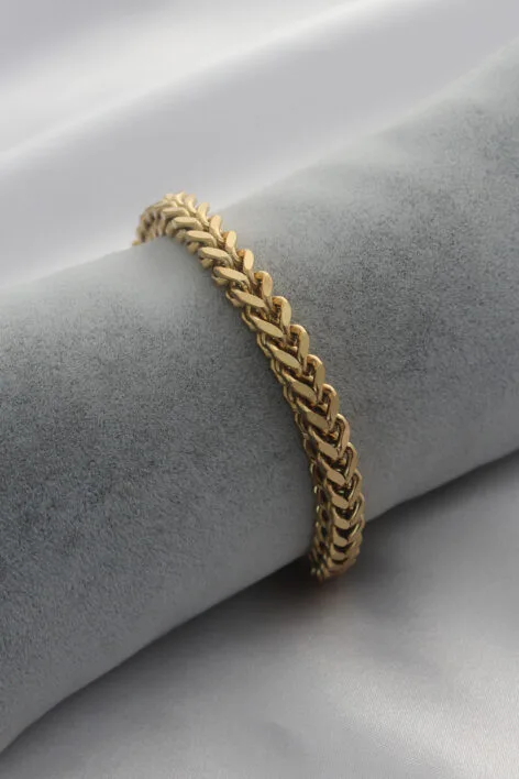 Çelik Gold Renk Kalın Zincir Model Kadın Bileklik - Görsel 2
