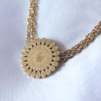 316L Çelik Gold Renk Çeyrek Altın Çift Sıra Zincir Model Kadın Kolye