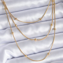 316L Çelik Gold Renk 3’lü Minimal Toplu Kadın Kolye