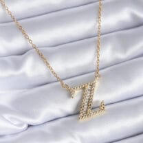 316L Çelik Gold Renk Z Harf Model Zirkon Taşlı Kadın Kolye