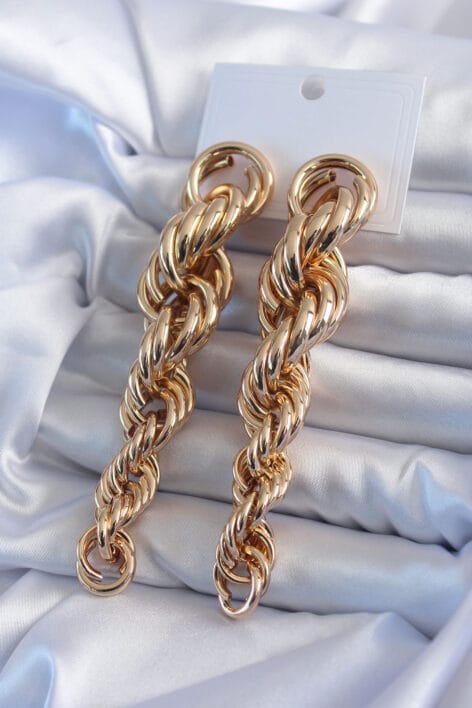 Gold Renk Sarmal Sallantı Model Pirinç Kadın Küpe
