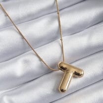 316L Çelik Gold Renk Bubble “T” Harf Model Kadın Kolye