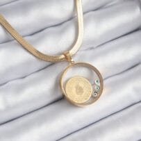 316L Çelik Gold Renk İtalyan Zincir Çeyrek Fanus Model Kadın Kolye