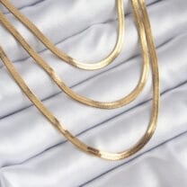 316L Çelik Gold Renk 3’lü İtalyan Zincir Model Kadın Kolye