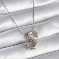 316L Çelik Gümüş Renk Bubble "S" Harf Model Kadın Kolye