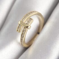 Pirinç Gold Renk Zirkon Taşlı Kadın Yüzük