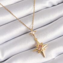 316L Çelik Gold Renk Zirkon Taşlı Kutup Yıldızı Model Kadın Kolye