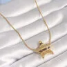 316L Çelik Gold Renk Yıldız Model Kadın Kolye - Görsel 2