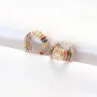 Pirinç Gold Renkli Mineli Oval Minimal Küpe