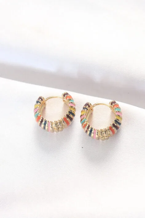Pirinç Gold Renkli Mineli Oval Minimal Küpe - Görsel 2