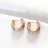 Pirinç Gold Renkli Mineli Oval Minimal Küpe - Görsel 2
