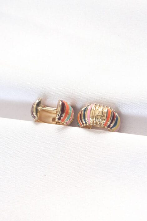 Pirinç Gold Renkli Mineli Oval Minimal Küpe - Görsel 3