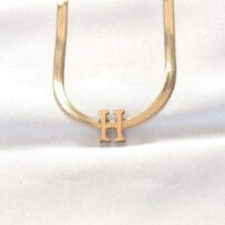 316L Çelik H Harfli Gold Renk İtalyan Zincirli Kolye