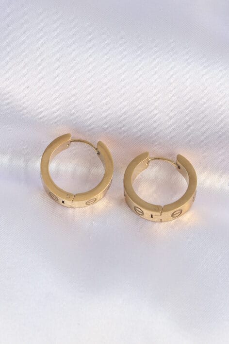 316L Çelik Gold Renk Model Halka Küpe - Görsel 2