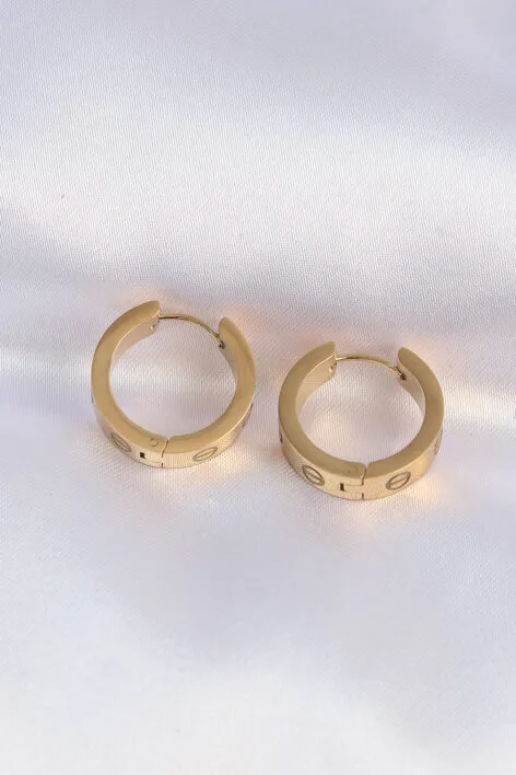 316L Çelik Gold Renk Model Halka Küpe - Görsel 2