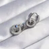 316L Çelik Gümüş Renk Zirkon Taşlı İç İçe Geçmeli Oval Küpe - Görsel 2