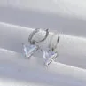 Pirinç Gümüş Renk Üçgen Zirkon Taşlı Sallantılı Halka Küpe - Görsel 2