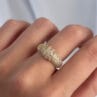 Pirinç Ayarlamalı Gold Renk Zirkon Taşlı Bombeli Yüzük - Görsel 2