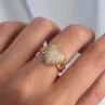 Pirinç Ayarlamalı Gold Renk Zirkon Taşlı Bombeli Kalp Yüzük - Görsel 3
