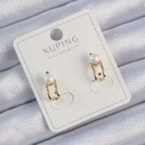 Xuping Gold Renk İnci Taşlı Halka Küpe