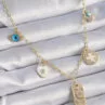 Gold Renk Zirkon Taşlı Çoklu Figür Model Şans Kolyesi