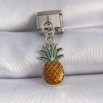 316L Çelik Gümüş Renk Sallantı Ananas Figür Nomination Charm