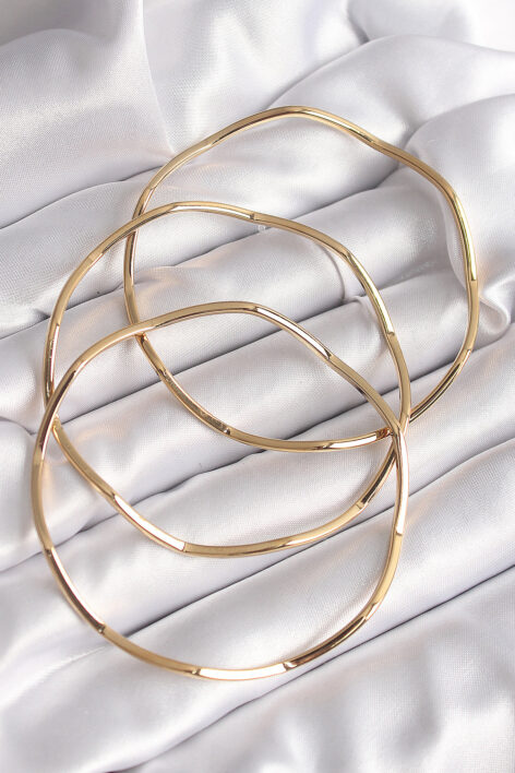 316L Çelik Gold Renk 65 mm Zikzak Model Ajda Bilezik - Görsel 2