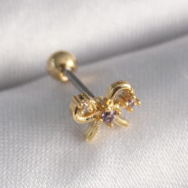 316L Çelik Gold Renk Zirkon Taşlı Kurdele Tragus Piercing