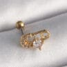 316L Çelik Gold Renk Zirkon Taşlı Toplu İğne Tragus Piercing