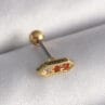 316L Çelik Gold Renk Turuncu Zirkon Taşlı Tragus Piercing