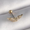 316L Çelik Gold Renk Zirkon Taş Detay Kanat Model Tragus Piercing