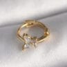 316L Çelik Gold Renk Zirkon Taşlı Kelebek Model Tragus Piercing