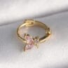 316L Çelik Gold Renk Pembe Zirkon Taşlı Kelebek Model Tragus Piercing