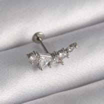 316L Çelik Gümüş Renk Zirkon Taşlı Tragus Piercing