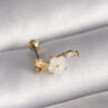 316L Çelik Gold Renk Zirkon Taş Detaylı Beyaz Çiçek Model Tragus Piercing