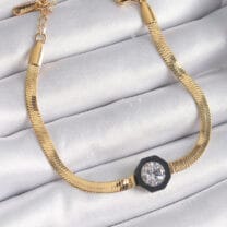 316L Çelik Gold Renk Zirkon Taşlı İtalyan Zincir Model Kadın Bileklik