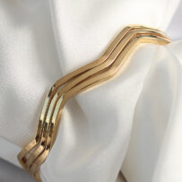 316L Çelik Gold Renk 60 mm Zikzak Model Ajda Bilezik