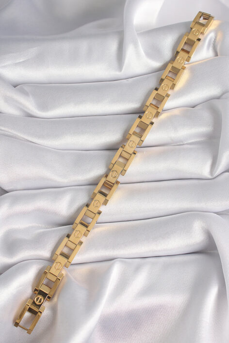 316L Çelik Gold Renk Unisex Bileklik - Görsel 2