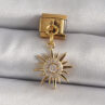 316L Çelik Gold Renk Sallantı Zirkon Taşlı Güneş Model Nomination Charm