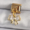 316L Çelik Gold Renk Sallantı Zirkon Taşlı Fiyonk Model Nomination Charm