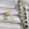 316L Çelik Gold Renk Sallantı Zirkon Taşlı Fil Model Nomination Charm - Görsel 2