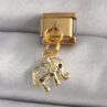 316L Çelik Gold Renk Sallantı Zirkon Taşlı Fil Model Nomination Charm