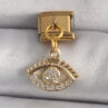 316L Çelik Gold Renk Sallantı Zirkon Taşlı Göz Model Nomination Charm