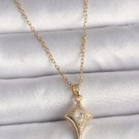 316L Çelik Gold Renk Zincir Zirkon Taşlı Kuzey Yıldızı Model Kadın Kolye