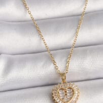 316L Çelik Gold Renk Zincir Zirkon Taşlı Kalp Model Kadın Kolye