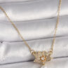 316L Çelik Gold Renk Zincir Zirkon Taşlı Lotus Çiçeği Figür Sallantı İnci Detay Kadın Kolye