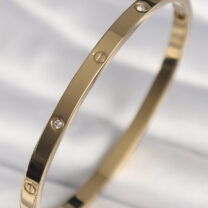 316L Çelik Gold Renk Zirkon Taşlı Cartier Model Kadın Bilezik