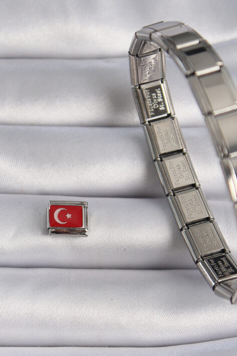316L Çelik Gümüş Renk Türk Bayrağı İşlemeli Nomination Charm - Görsel 2