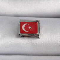 316L Çelik Gümüş Renk Türk Bayrağı İşlemeli Nomination Charm