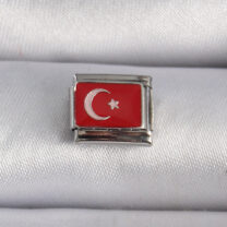 316L Çelik Gümüş Renk Türk Bayrağı İşlemeli Nomination Charm